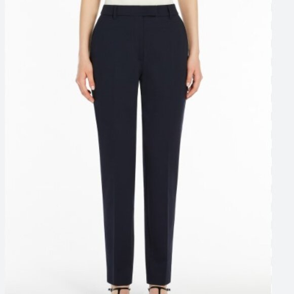 Max Mara Women's 2 Navy Blue Slim‎ Fit Ankle Dress Pants Work Career Trousers - Picture 1 of 5